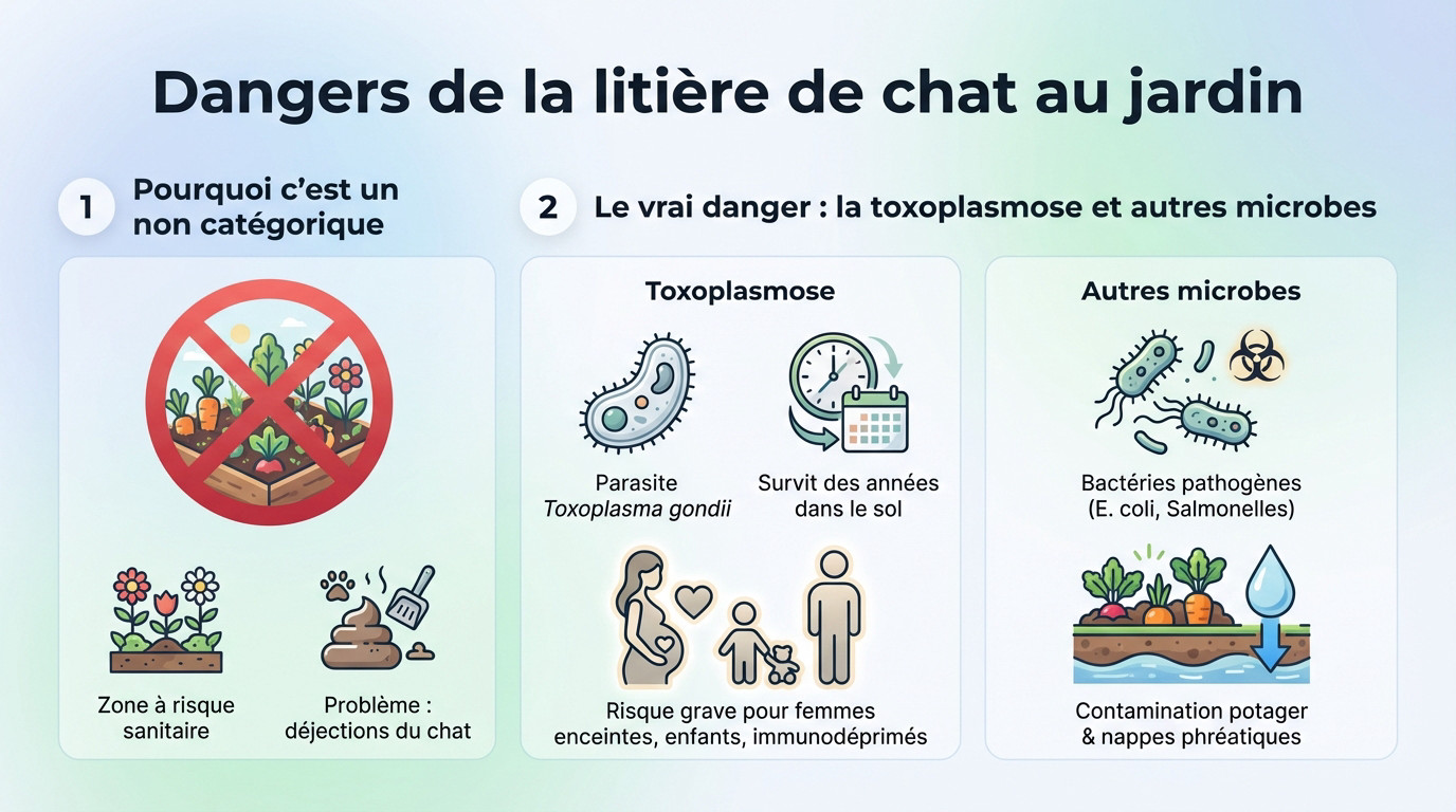 Risques sanitaires liés à la litière de chat dans le jardin