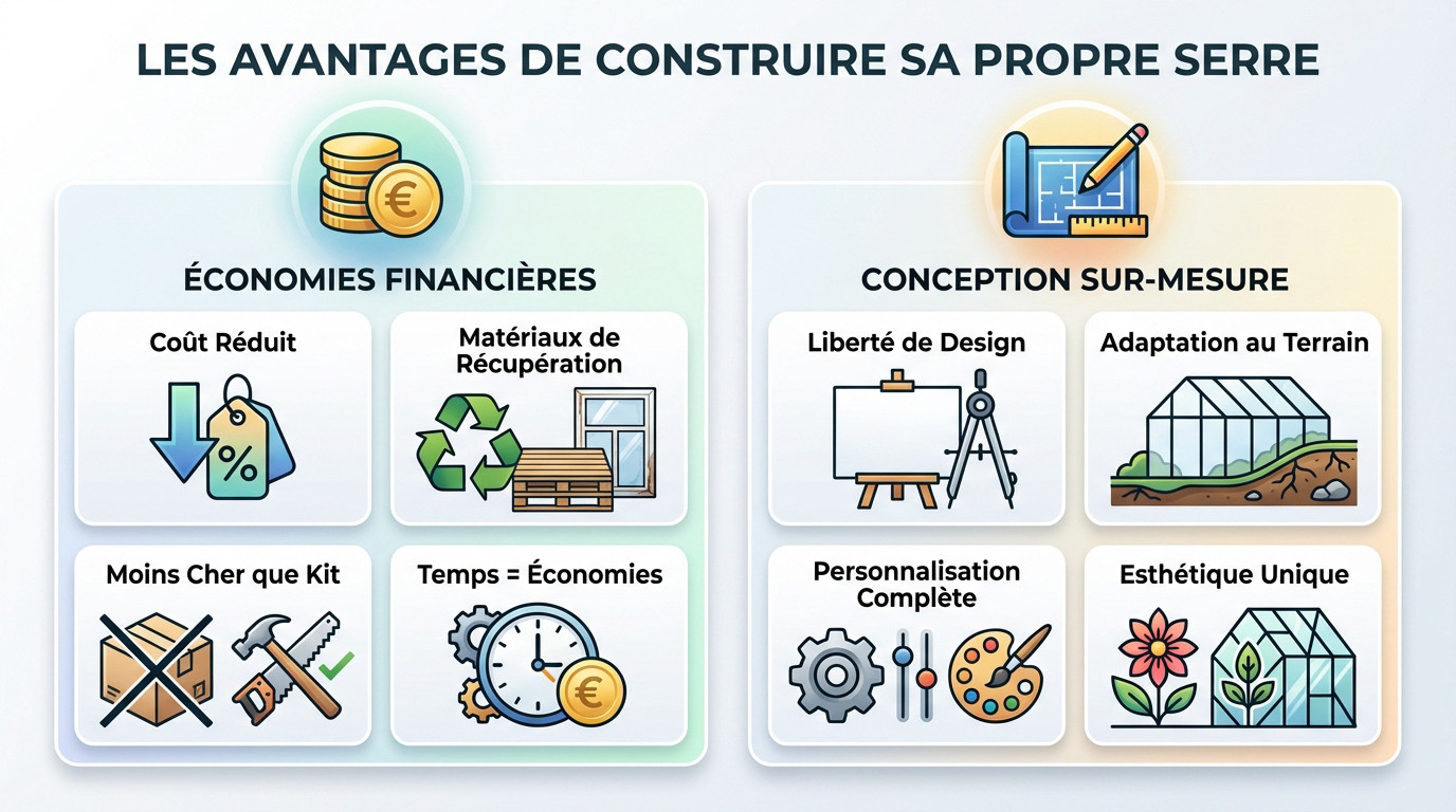 Jardinier amateur construisant sa propre serre en bois et matériaux de récupération