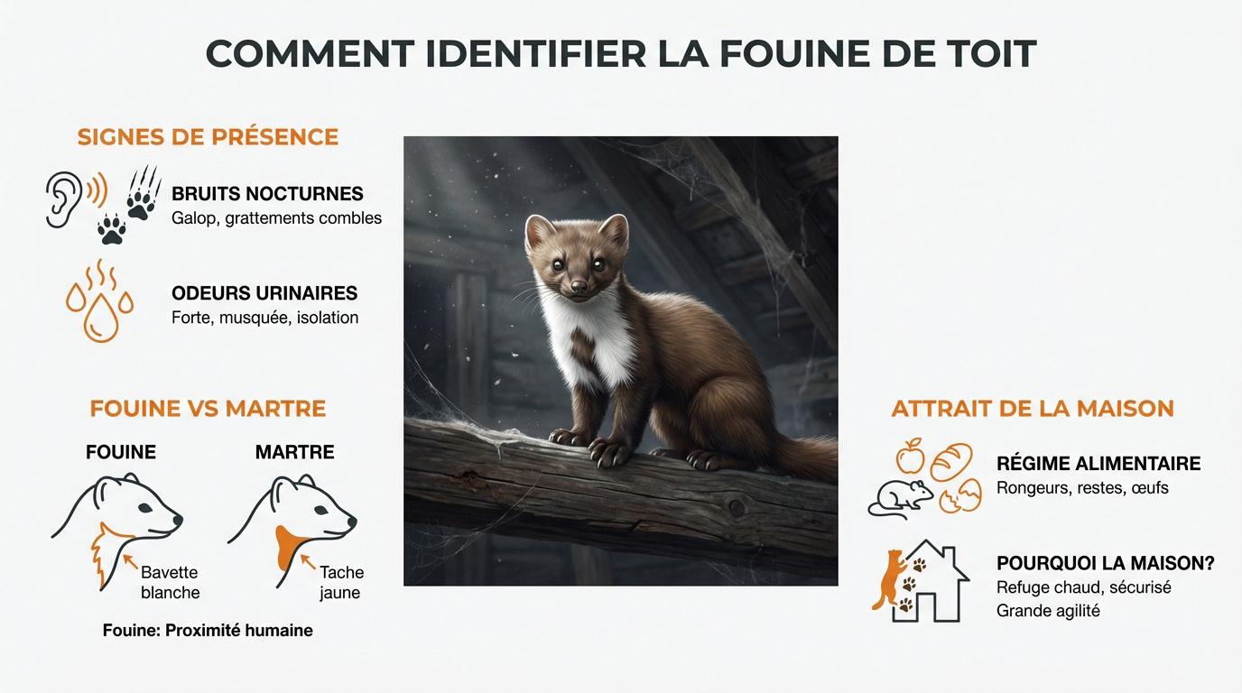 Identification d'une fouine de toit dans un grenier