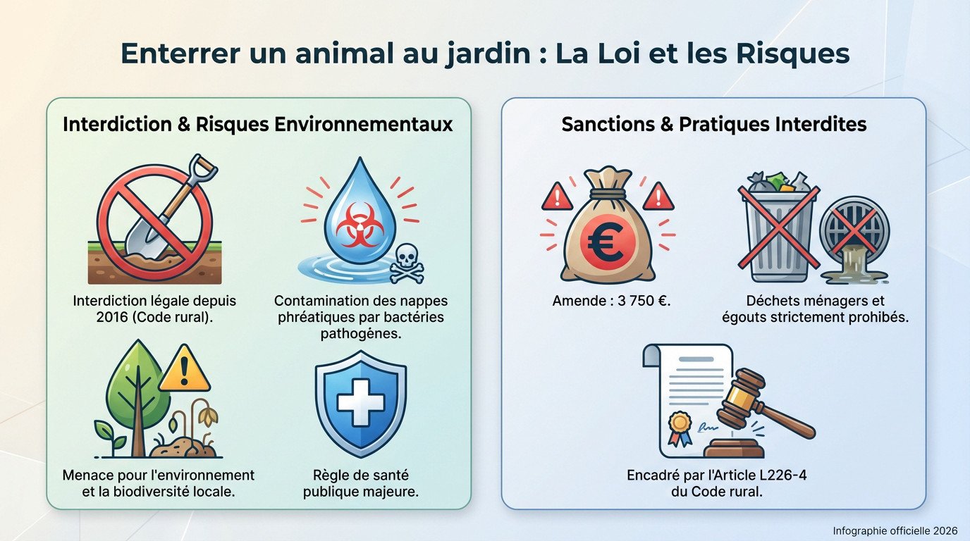 Réglementation et risques sanitaires liés à l'enterrement d'un chat dans un jardin privé