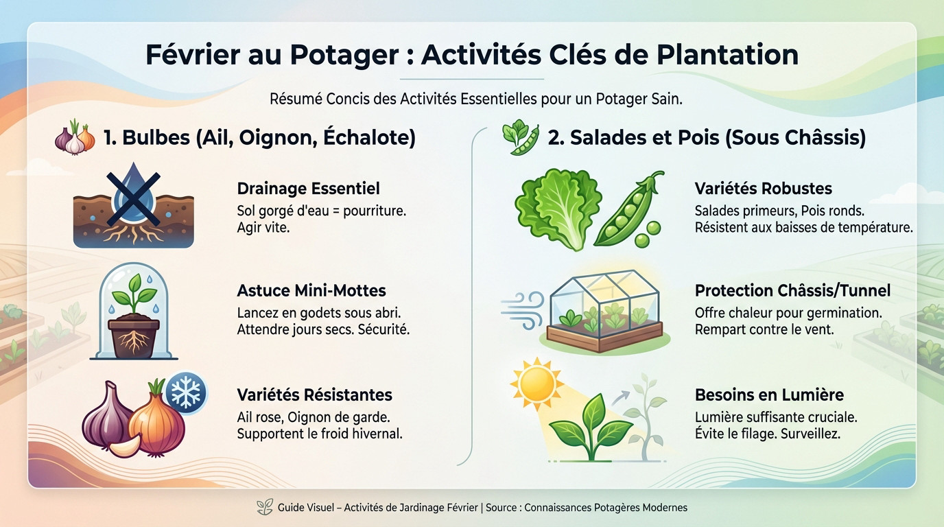 Plantations de février au potager : ail, oignon et semis sous abri