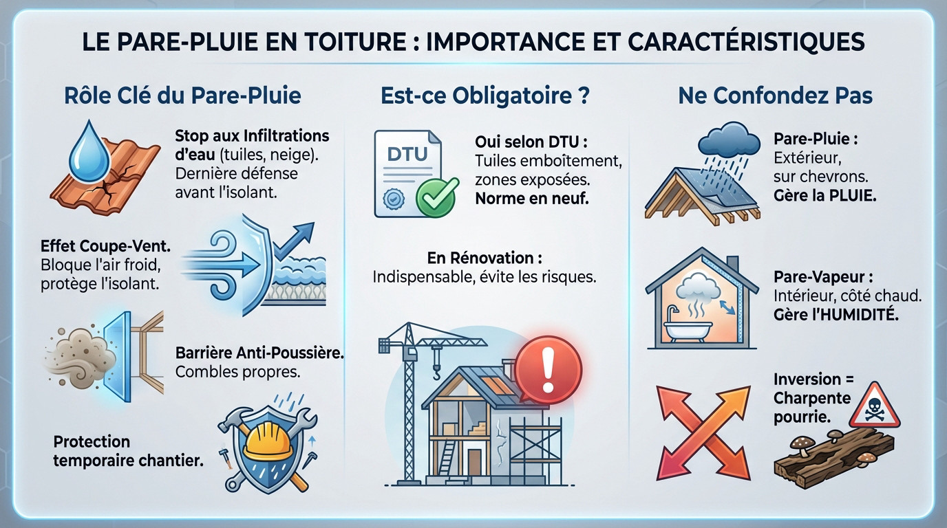 Installation d'un écran de sous-toiture protecteur