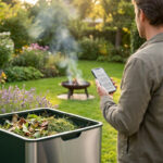 Feu de jardin avec branches et feuilles, interdit par la loi en France