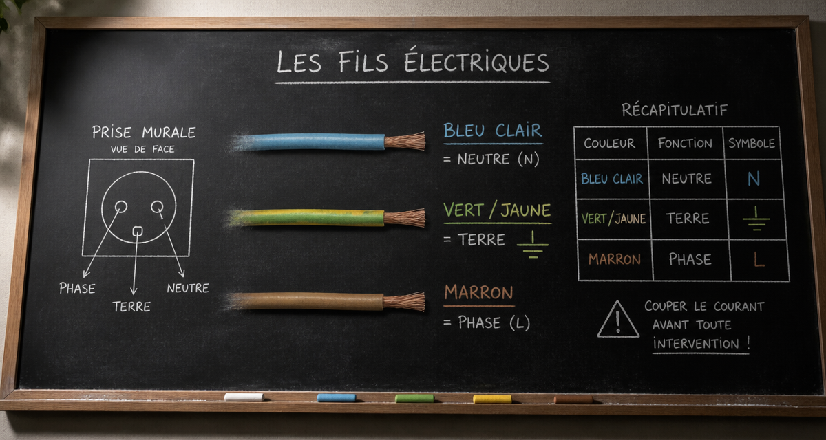 cable electrique couleur sur tableau noir