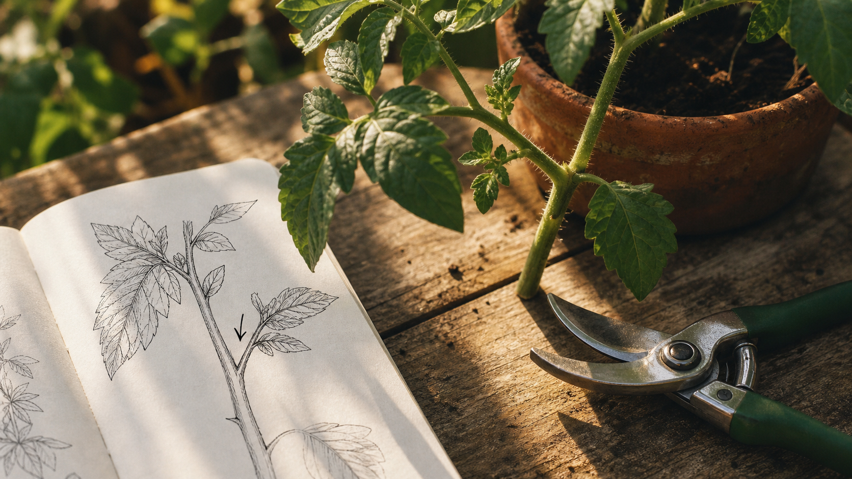 Gourmande tomate repérée à tailler sur plant de tomate