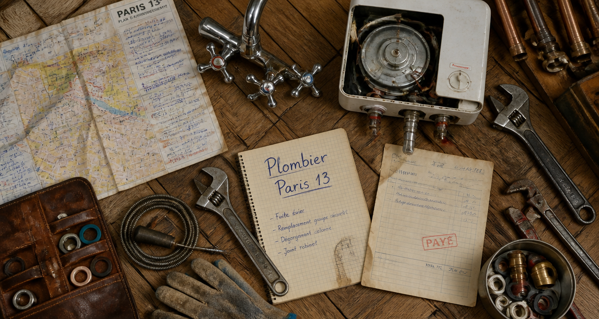 outils plombier paris 13 sur plan de travail
