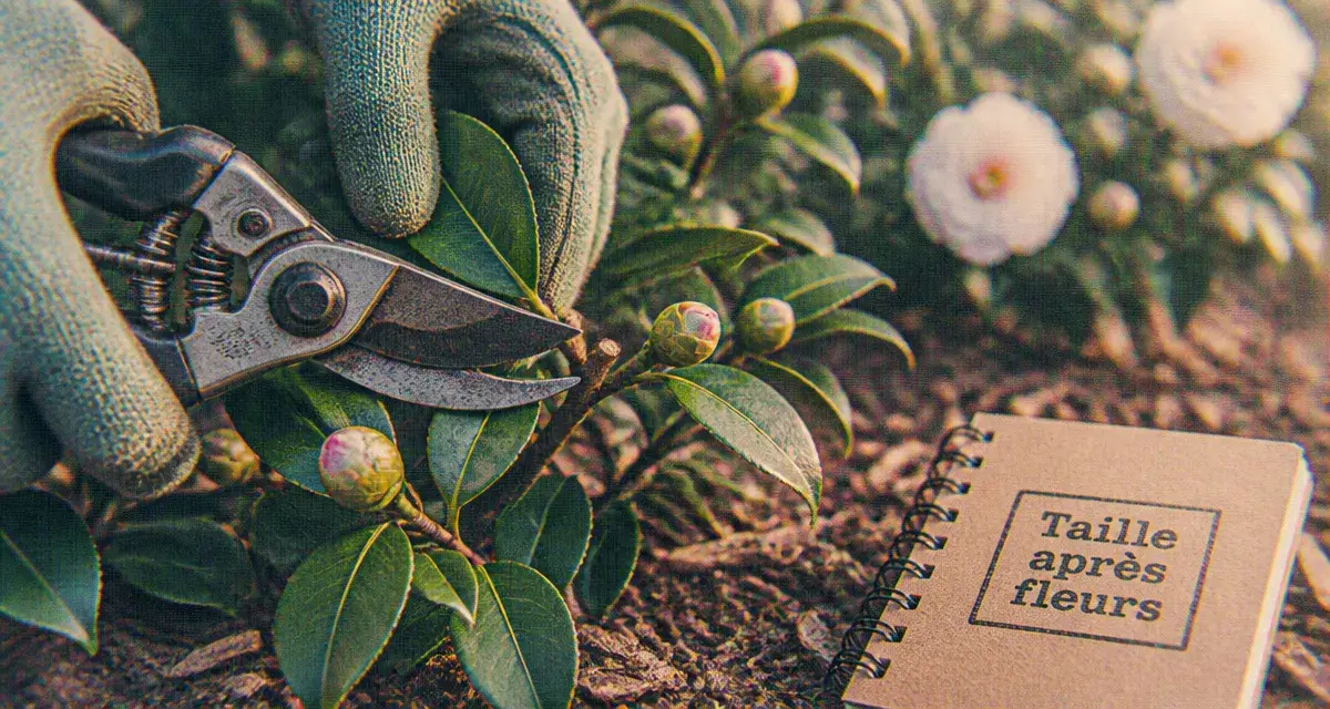 Quand tailler camelia : coupe au-dessus d’un bourgeon sur camélia après fleurs