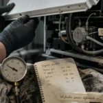 Anomalie capteur dp air Frisquet : technicien vérifie le capteur sur chaudière gaz