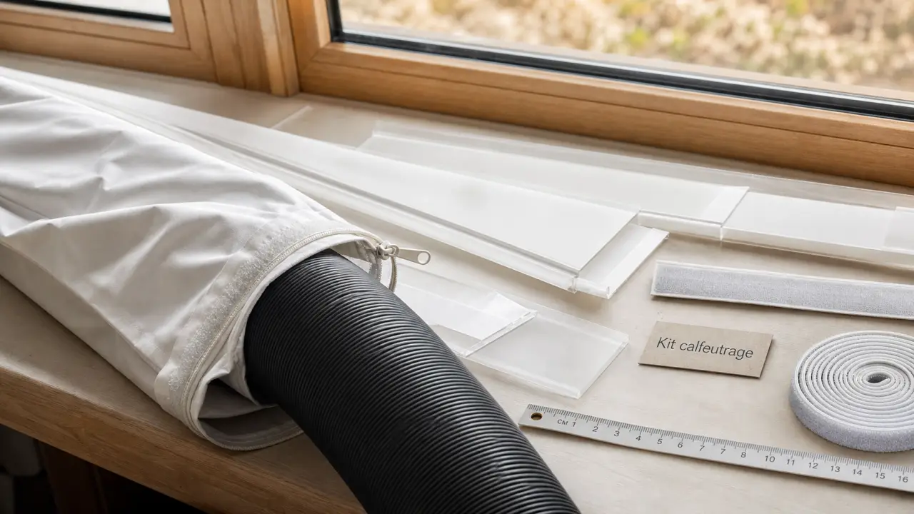 Meilleur kit calfeutrage pour climatiseur mobile : fermeture autour du tuyau sur fenêtre