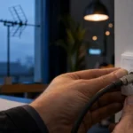 Branchement antenne tv rateau : câble coaxial sur prise TV murale