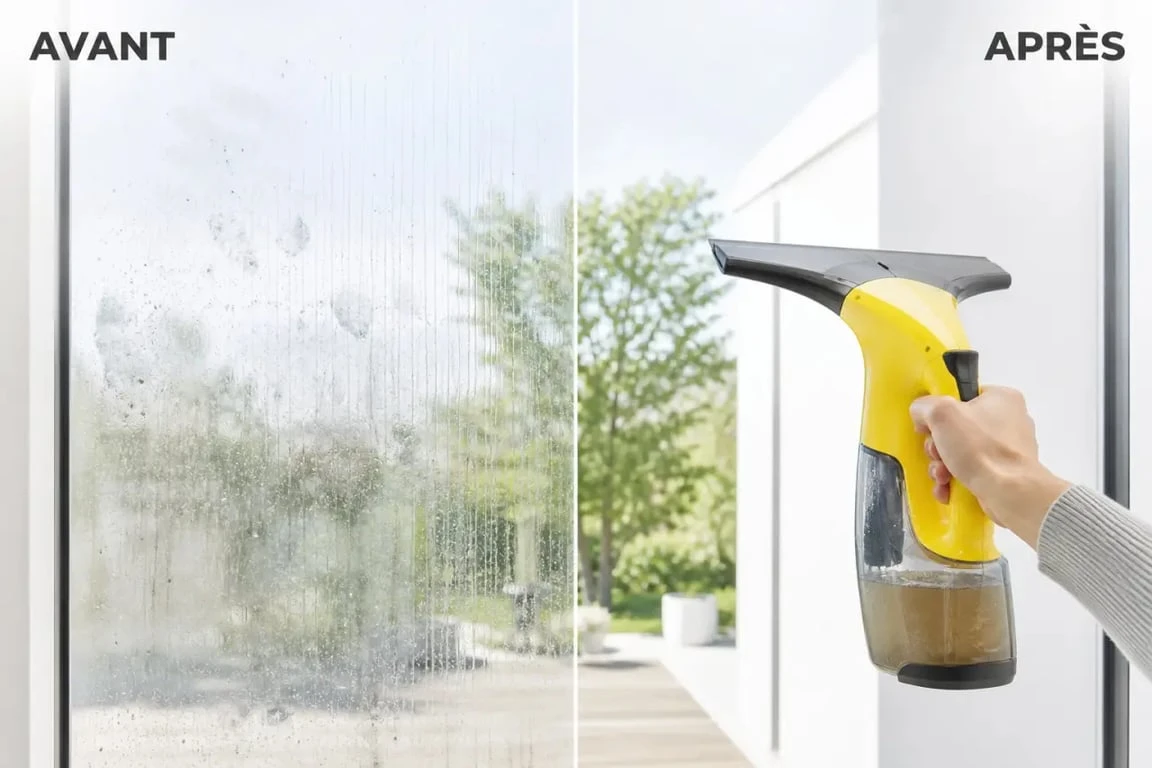 karcher pour vitre avis : avant et après nettoyage d’une baie vitrée