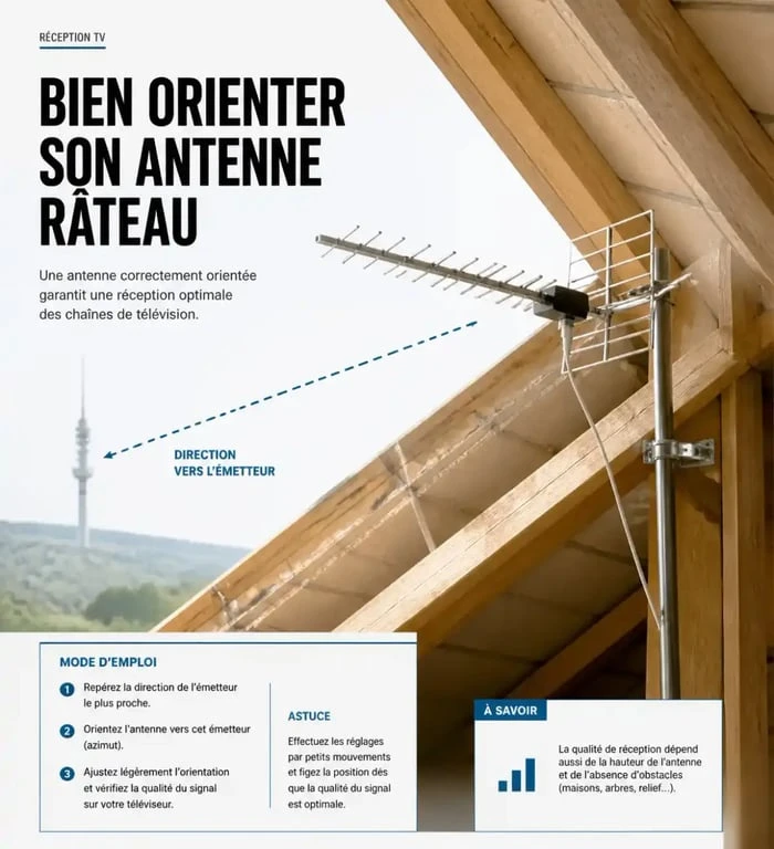 Installation d'une antenne TNT sous toiture dans les combles