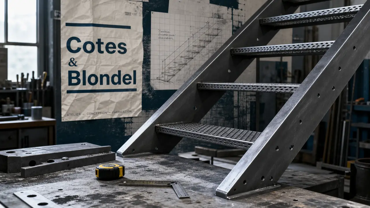 Fabriquer un escalier en metal : escalier en fabrication avec mesures et outils