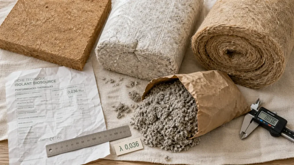 Isolant biosourcé : lambda et contrôle humidité pour toiture et murs