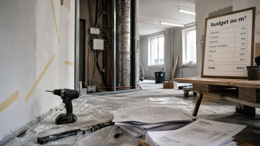 Rénovation interieur et budget au m² en cours de travaux, niveaux et devis