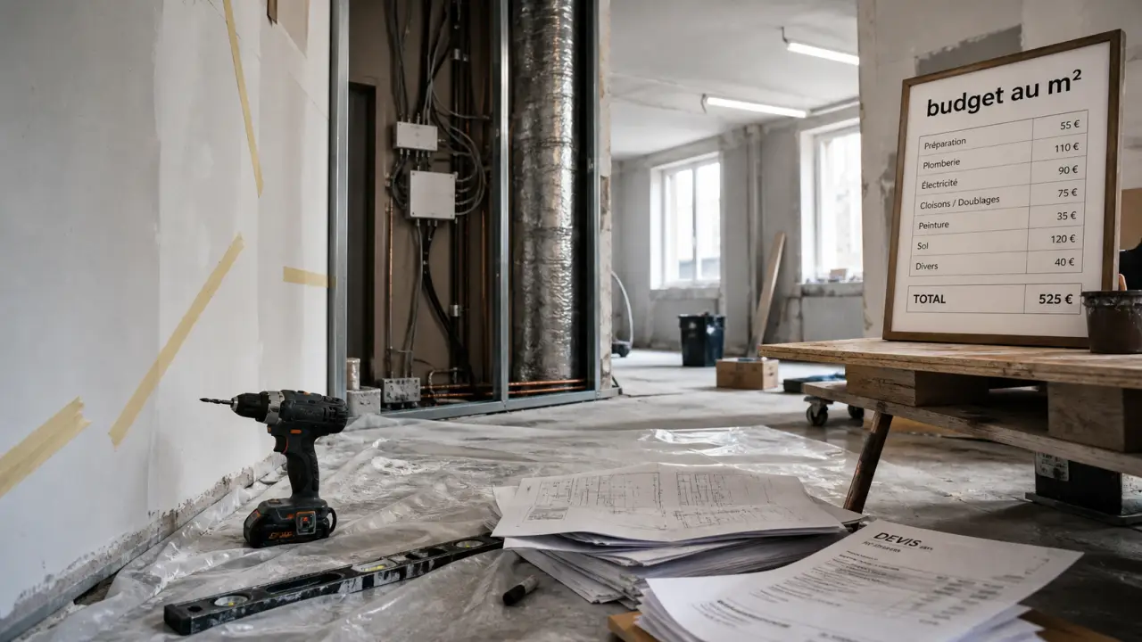 Rénovation interieur et budget au m² en cours de travaux, niveaux et devis