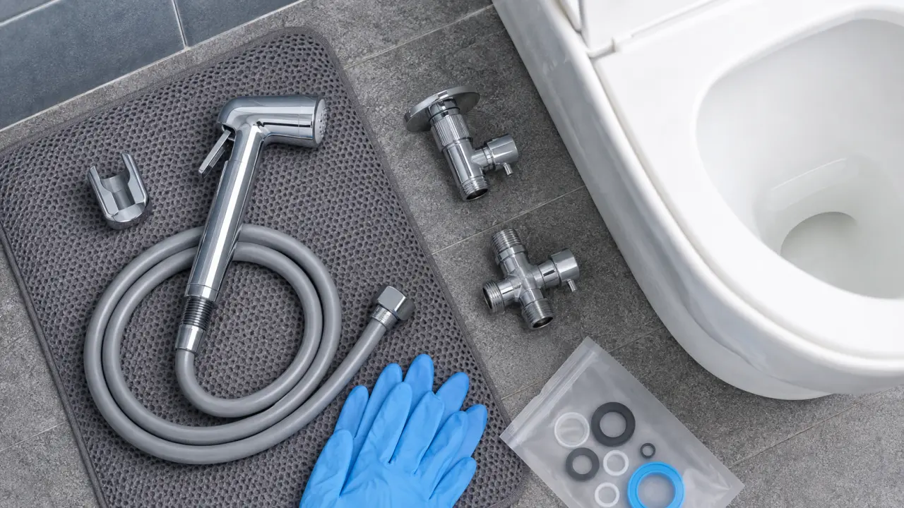 Douchette toilette chromée, raccords et joints à vérifier avant achat