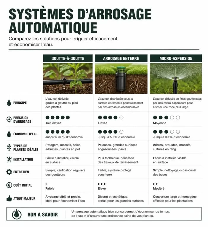 Comparatif des systèmes d'arrosage automatique pour jardin