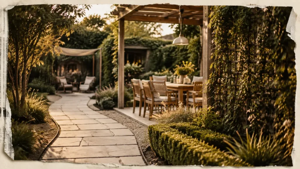 Extérieur aménagement jardin : zones repas, intimité et matériaux