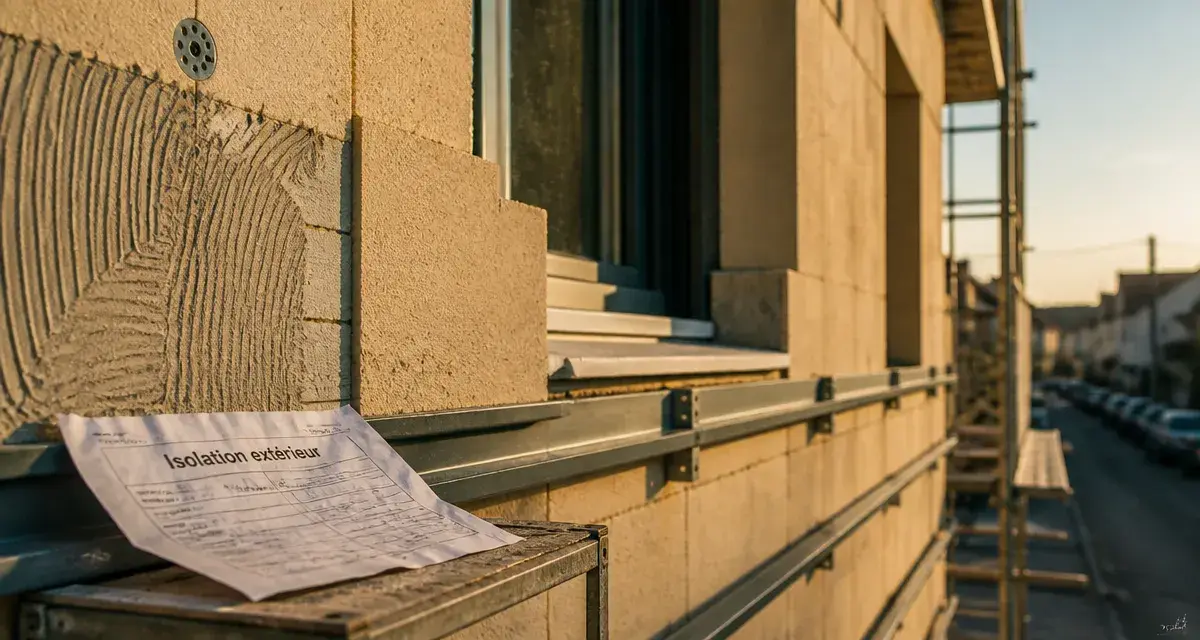 Isolation exterieur : mur rénové avec panneaux isolants 12 à 14 cm