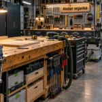 Aménagement atelier bricolage : établi dégagé et outils accessibles