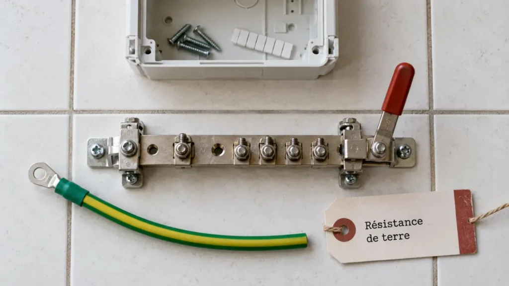 Barrette de terre avec levier de sectionnement accessible