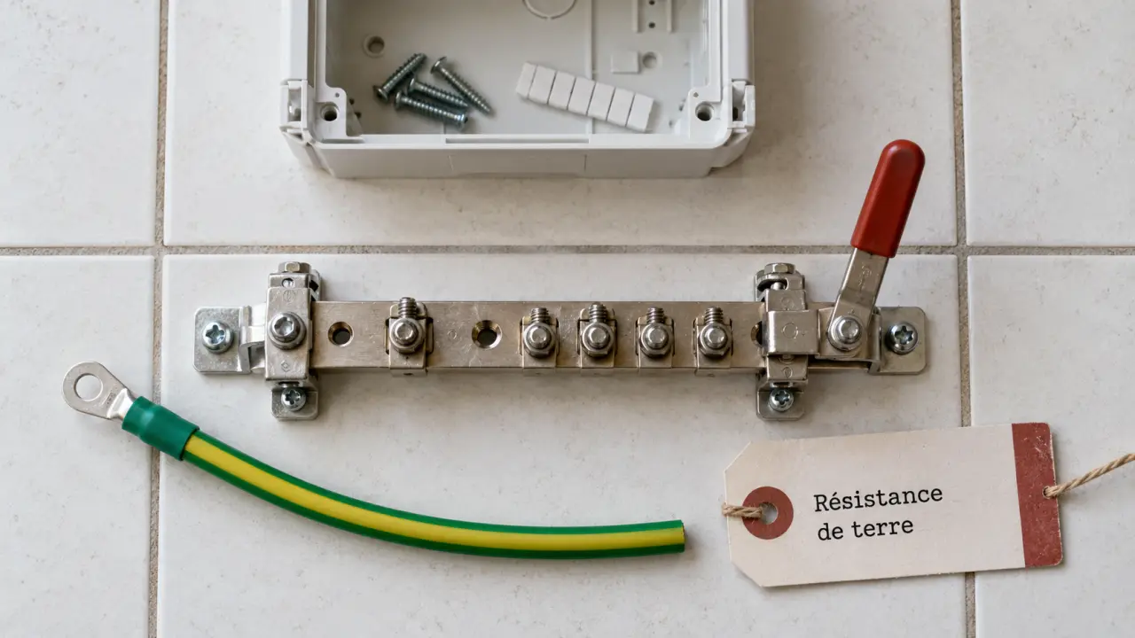Barrette de terre avec levier de sectionnement accessible