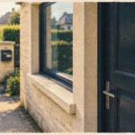 Emplacement autocollant alarme maison sur porte d’entrée