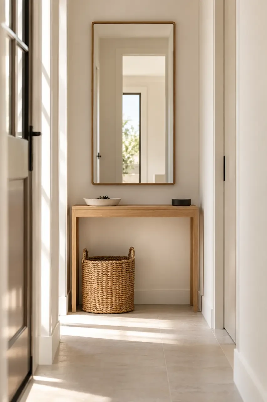 Déco maison pas cher pour une entrée avec miroir et rangement utile