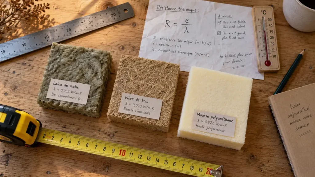 Meilleur isolant thermique : échantillons isolants pour comparer R et λ